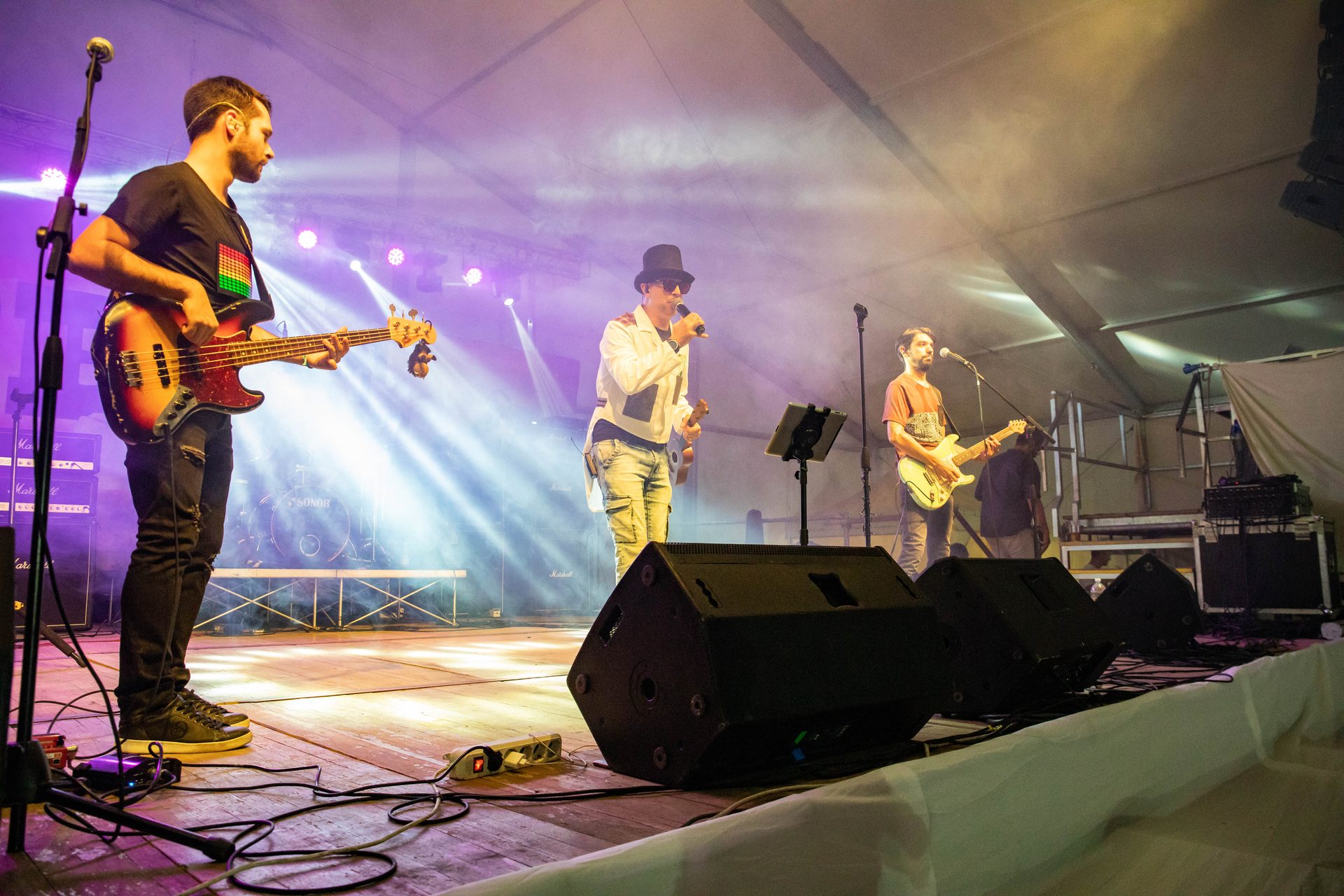 Ellemono sul palco durante un concerto live